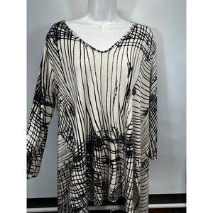 Clara Sun Woo Top Medium Black White Medium Blouse Long Sleeve Casual